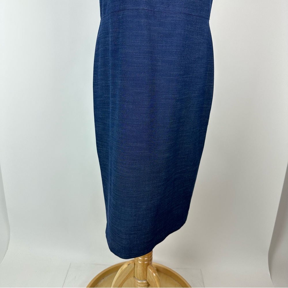 Ann Taylor Blue Navy Ruffle Shoulder Shift Dress Size 12 - Picture 3 of 12